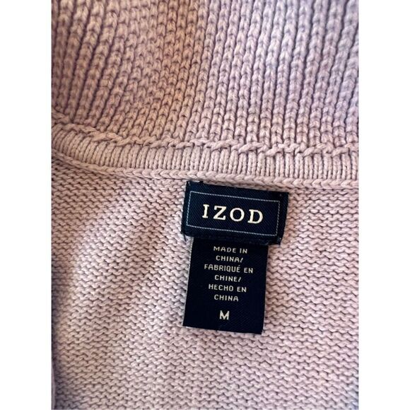 Izod Lavender High Neck Cable Knit 1/4 Zip Sweater Medium - Picture 3 of 6